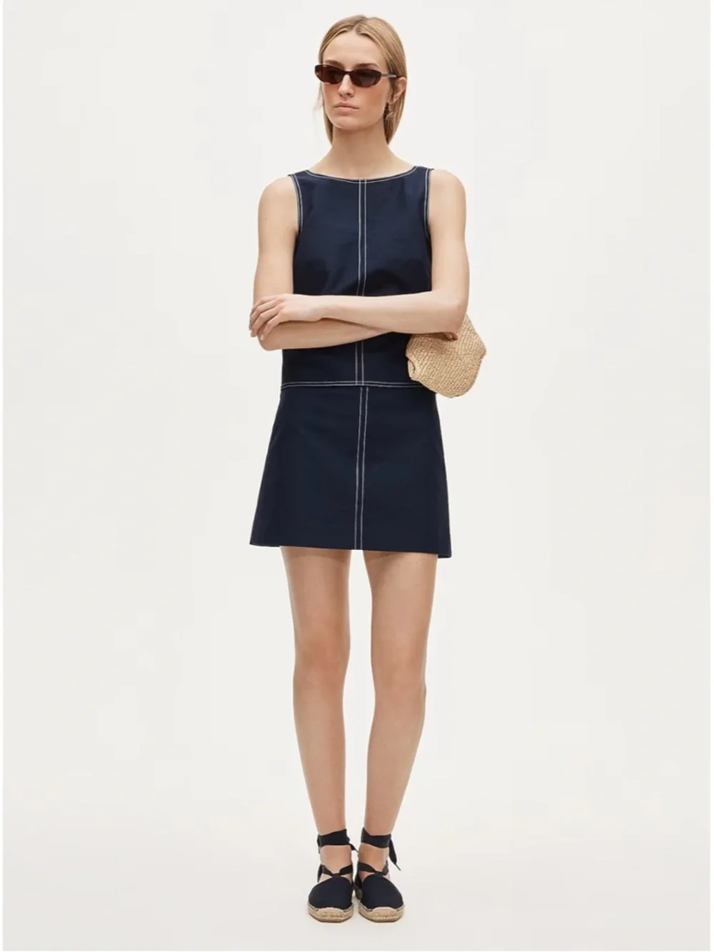 NWT J. Crew Tall Fairfax Mini Skirt Double Cotton Poplin Navy Blue
